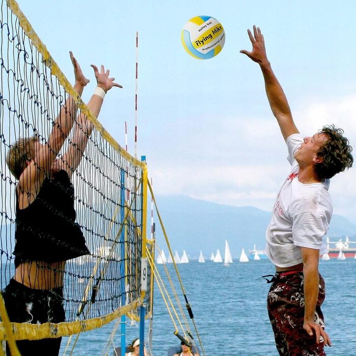 Волейбольний м'яч Captain Mike, розмір 5 - офіційний для пляжу та залу - для дорослих та дітей - міцний тренувальний та ігровий м'яч - синьо-жовтий