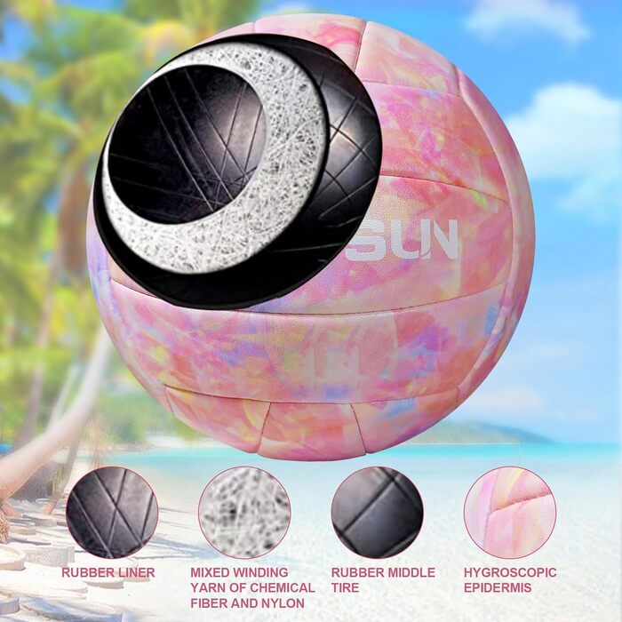 Волейбольний м'яч BYAOSUN для пляжу та залу, розмір 5, рожевий