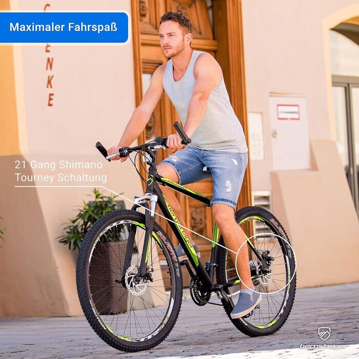 Гірський велосипед Bergsteiger Detroit 29 дюймів, дискові гальма, 21-швидкісна Shimano, амортизаційна вилка з блокуванням, для хлопців і чоловіків, червоно-сірий (матовий), підходить від 170 см