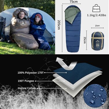 Спальний мішок Naturehike - ультралегкий, 300г, для кемпінгу та подорожей (3-4 сезони)