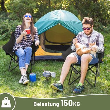 Крісло для кемпінгу Hausprofi складне, 150 кг, чорне. Зручне, з сумкою для перенесення, для пікніків, відпочинку на природі та риболовлі