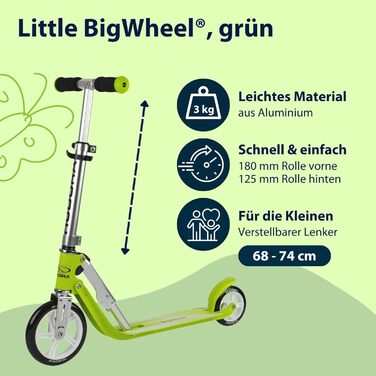 Дитячий самокат HUDORA Little BigWheel, алюмінієвий, великі колеса, для дітей від 3 років, складаний, регульований по висоті, до 100 кг