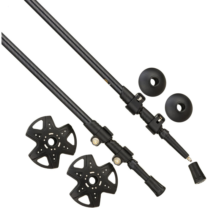 Трекінгові палиці для скандинавської ходьби Nordic Walking, ультралегкі односекційні палиці з гумовими наконечниками для жінок та чоловіків (Чорний, 110/115 см)