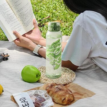 Дитяча пляшка для води UZSPACE 600 мл, спортивна, непроливальна, з одноручним відкриванням, для газованої води, придатна для миття в посудомийній машині, для школи та активного відпочинку, білий колір