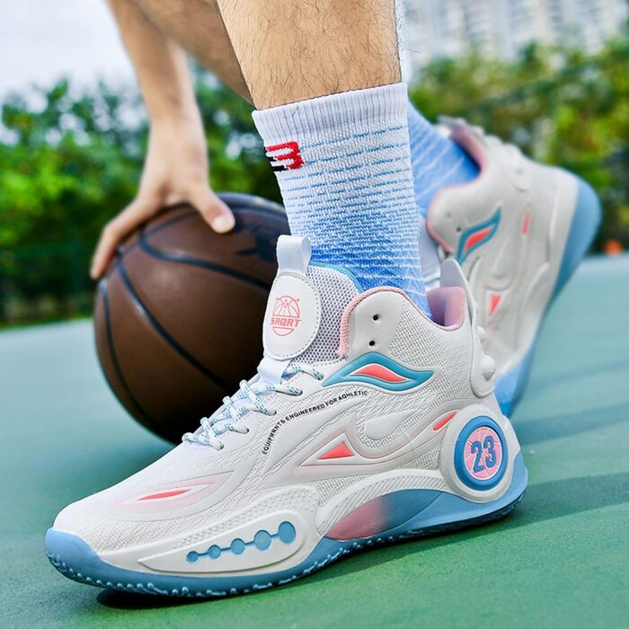 Баскетбольні кросівки High Top з антиковзким покриттям, легкі та зручні. Білі (44 EU, вузька колодка)