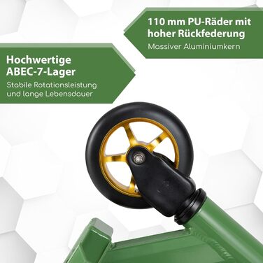 COSTWAY Стантер скутер з 360° поворотом, колеса 110 мм PU, підшипники ABEC-7, алюмінієва дека, вантажопідйомність 100 кг, для дітей від 10 років (зелений)