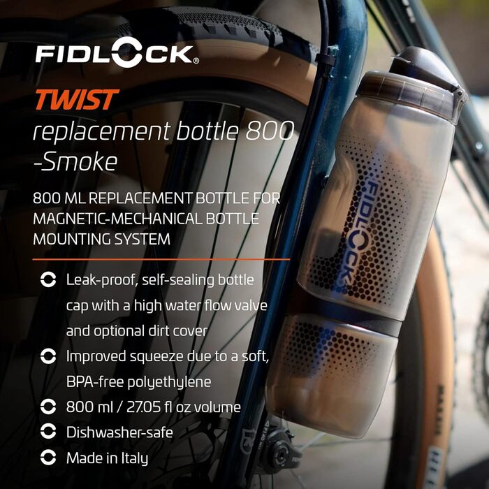 Пляшка Fidlock Twist для води 600/800 мл, прозора, чорна, змінна, без конектора
