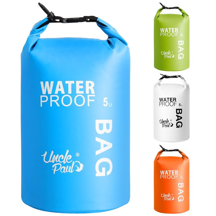 Водонепроникна сумка Uncle Paul 2L - водонепроникні мішки для каякінгу, риболовлі, сплаву, плавання, кемпінгу, каное, серфінгу (5 літрів, блакитний цян)