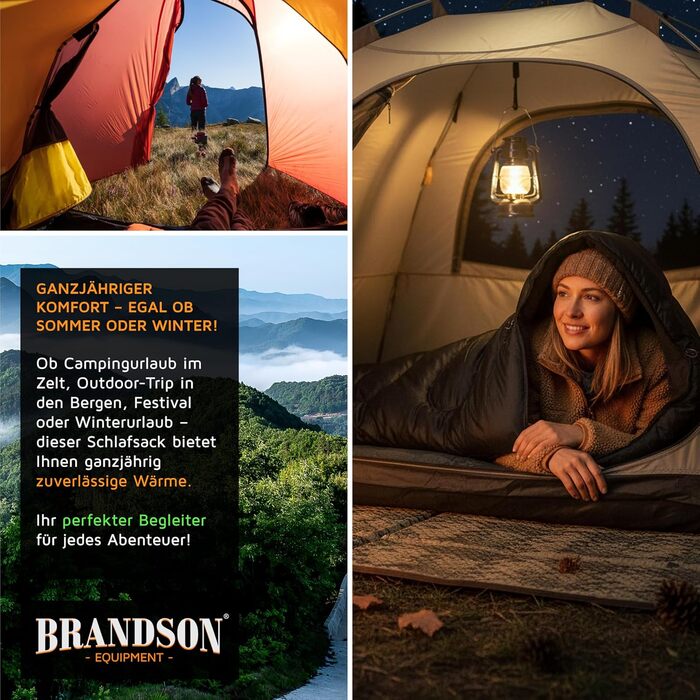 Сплячий мішок Brandson Outdoor Extreme -18°C для дорослих та дітей, водонепроникний, дихаючий, для кемпінгу та подорожей