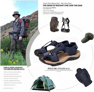 Чоловічі сандалі Asifn для туризму, шкіра, водонепроникні, закритий носок, сині (43/44 EU)