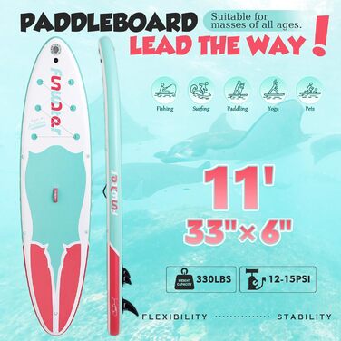 SUP дошка FunWater надувна з повним комплектом аксесуарів (весло, насос, рюкзак, ліш, гермосумка) - Зелено-біла, розмір M