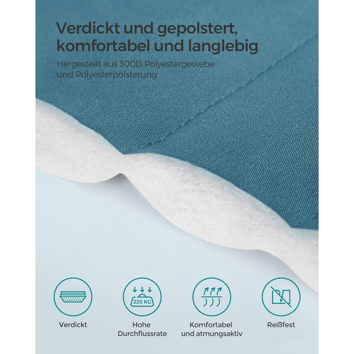 Гамак SONGMICS для 2 осіб з подушкою, сірий-бежевий, 200 x 140 см, до 225 кг, з роздільними бамбуковими стійками