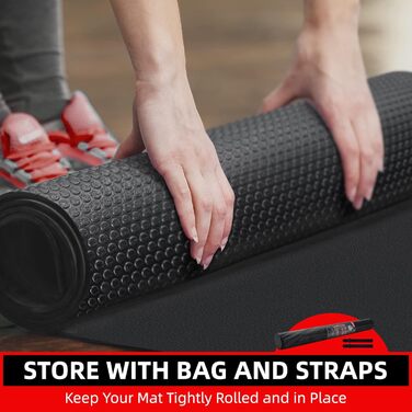 Йога-мат GymCope XXL 183x122 см, товщина 7 мм, нековзкий фітнес-килимок для тренувань вдома, кардіо, стрибків, високої щільності, чорний