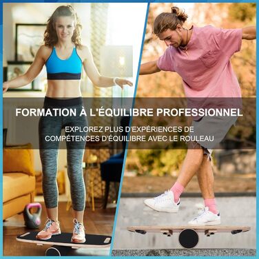 Дошка для балансу Holz з роликом та полицею, чорна - для дорослих, тренування рівноваги