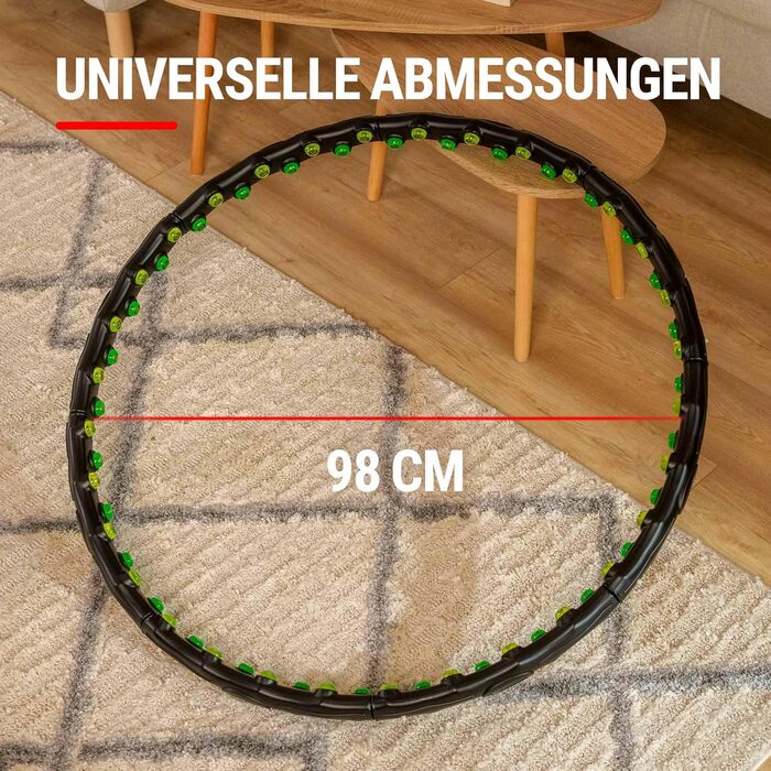Обруч Hop-Sport Hula Hoop для дорослих, 64 масажні виступи, 8 секцій, 98 см – масажний хулахуп для схуднення та тренування пресу