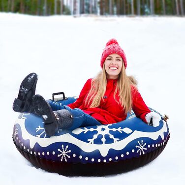 Надувний сніговий санки-труба Frostschutz з ручками, 119 см. Ідеально для зимових розваг дітей та дорослих.