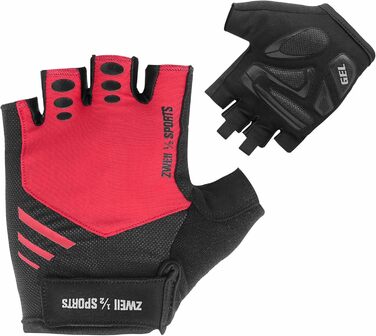 Чоловічі велосипедні рукавички напівпальці, дихаючі, для відпочинку та спорту, з гелевою підкладкою, антиковзаючі, для активного відпочинку та тренувань, зелені (XL, червоні)