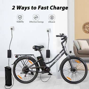 Електровелосипед VARUN 26 дюймів для міста, 250W, 48V Li-Ion акумулятор, LCD-дисплей, 4+1 режим, запас ходу до 80 км, для жінок та чоловіків