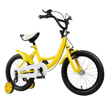 Дитячий велосипед 16 дюймів для хлопчиків та дівчаток 4-8 років з регульованими крилами, жовтий
