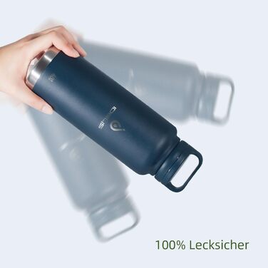 Вакуумна пляшка для води IDEUS 1183 мл з нержавіючої сталі, подвійні стінки, спортивна металева фляга з герметичною кришкою, темно-синя