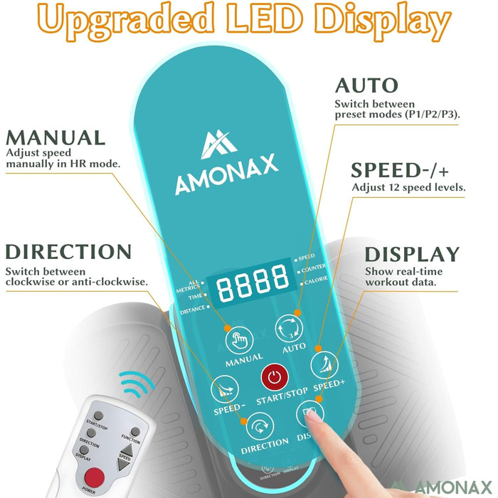 Електричний еліптичний тренажер Amonax, міні крос-тренажер для дому, сидячий велотренажер для літніх людей, кардіо тренажер під стіл, чорний Pro