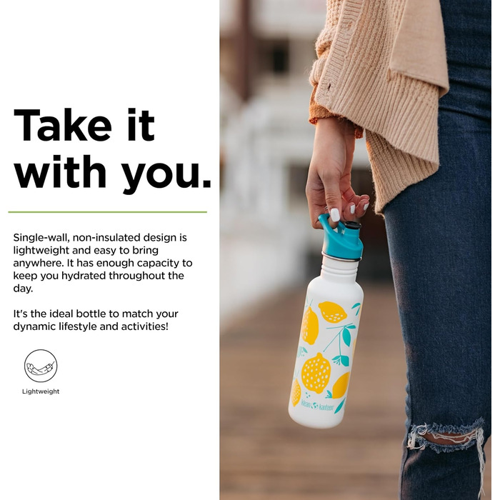 Пляшка для води Klean Kanteen, унісекс, лимонна, 1 л