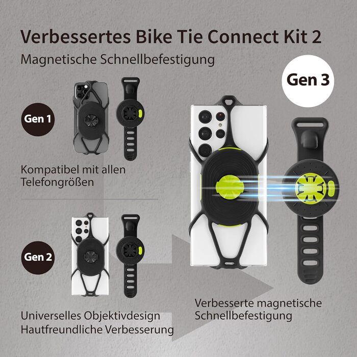 Кріплення для телефону на руку BONE Run Tie Connect Kit 2 Magnetic, сумісне з iPhone 15 Pro Max Plus 14 13 Samsung, для телефонів 4.7-7.2 дюймів, для велосипедів