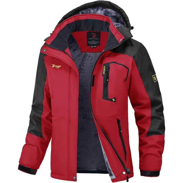 Жіноча куртка: флісова, зимова, водонепроникна, дихаюча, тепла, вітрозахисна, софтшел з капюшоном (S, червона)