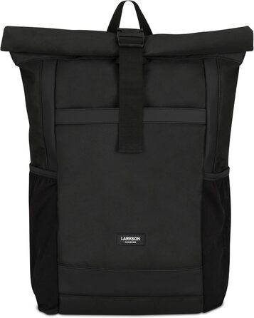 Рюкзак LARKSON Rolltop для чоловіків і жінок, чорний, великий, для школи, університету, велосипеда, 16-дюймове відділення для ноутбука, водовідштовхувальний, антивикрадальний, екологічний