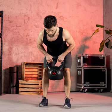 Кетлбел Hop-Sport 10 кг: пластикова гиря для всього тіла, зручні ручки, обладнання для домашнього спортзалу