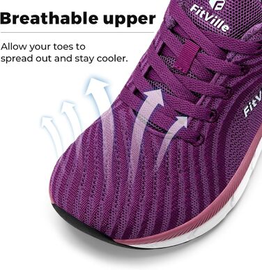 Жіночі кросівки FitVille для бігу та ходьби дихаючі, широка колодка, фіолетові (41 EU)
