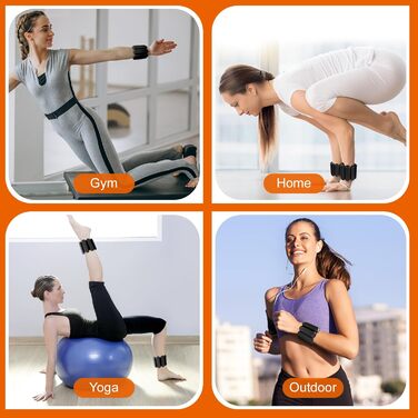 Ваги для зап'ястя та щиколоток для жінок, набір 2 шт (1 фунт кожна), регульовані ваги для ходьби, йоги, танців, пілатесу, фітнесу, тренувань (чорний)