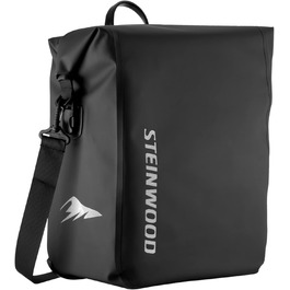 Велосумка на багажник Steinwood Premium 20 л, водонепроникна ролтоп сумка через плече для жіночого та чоловічого велосипеда і електровелосипеда, чорна