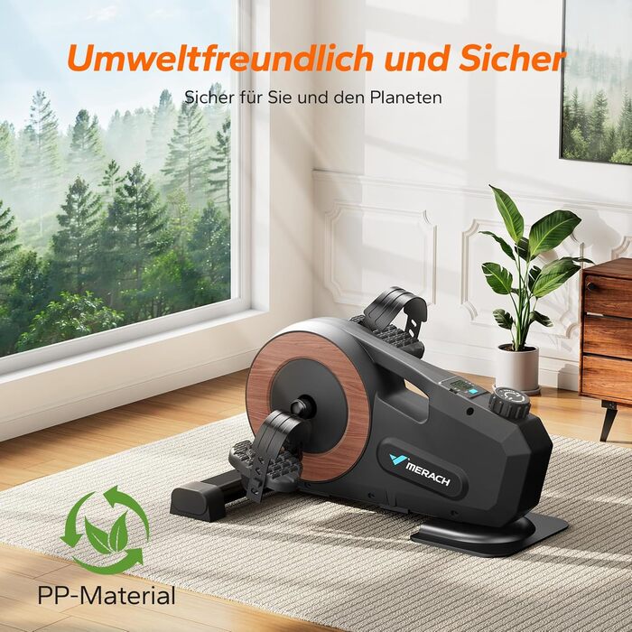 MERACH Педалетраннер для дому: міні-тренажер для літніх людей, тихий та з неслизькою поверхнею, з LCD-дисплеєм, 8 рівнів магнітного опору, переможець тесту 2025, велотренажер для столу в офіс