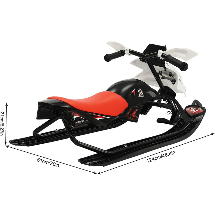 Слалом-санчата з гальмами та ручкою для дітей та дорослих, 80 кг, червоно-білі