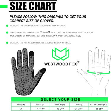 Велосипедні рукавички Westwood Fox Vofinger з антиковзким покриттям та підтримкою сенсорного екрану, амортизуючі рукавички для гірського велосипеда, шосе, перегонів, їзди та спорту для чоловіків та жінок (S, зелений)