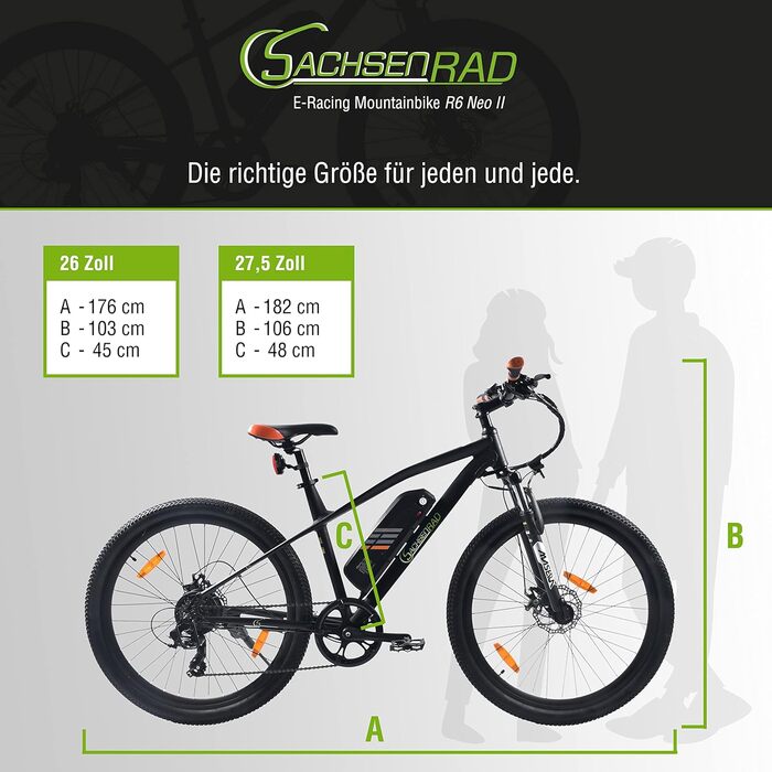 Електровелосипед SachsenRAD E-Racing R6 NEO II V2, 500 Вт·год, до 150 км, 21 кг, гібридні гідравлічні гальма, TÜV сертифікат, німецький дизайн, електричний гірський велосипед для чоловіків та жінок