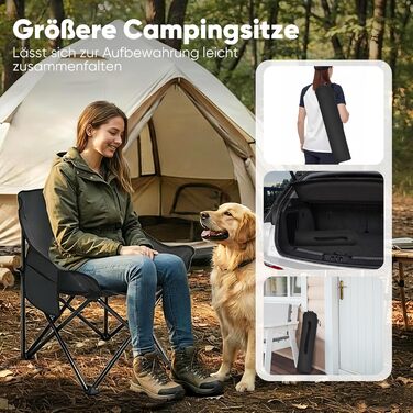 Крісло для кемпінгу складне з сумкою та неслизькими ніжками - ідеальне для риболовлі, відпочинку на пляжі, туризму, саду та балкону (темно-сірий)