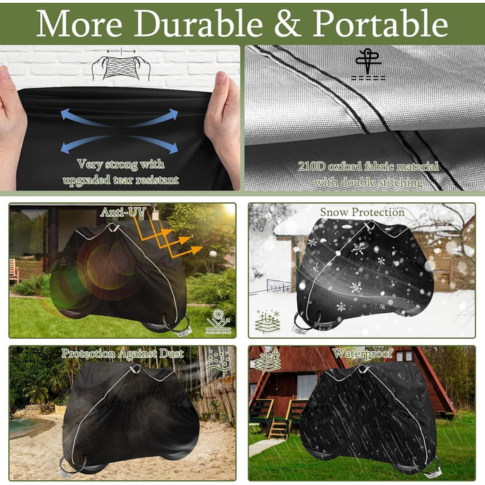 Водонепроникна захисна накидка для мотоцикла Motorrad, 210D, UV-захист, зимова, 245 x 105 x 125 см