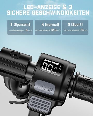 Електросамокат FanttikRide C9 Pro для дітей від 8 років, регульований, LED-дисплей, кольорове підсвічування, швидкість до 16 км/год, пробіг 8 км, складаний, чорний