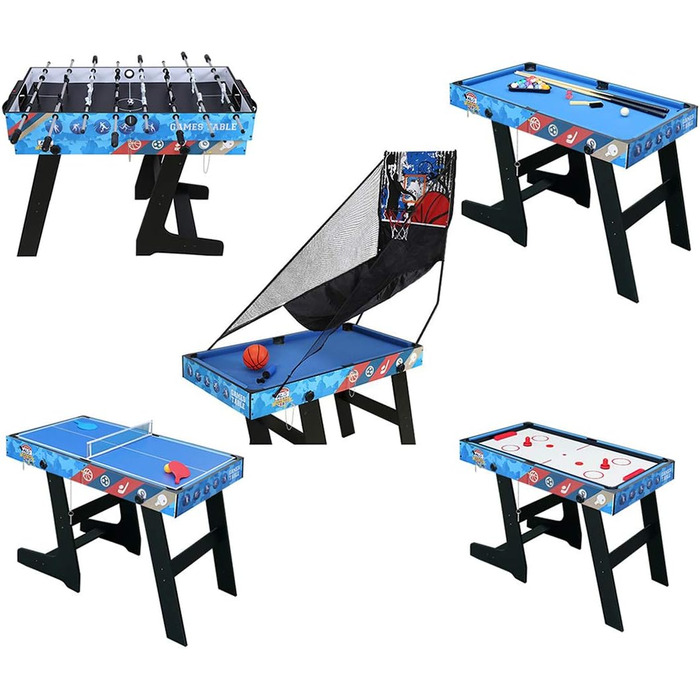 Складаний ігровий стіл 5-в-1 для футболу, хокею, тенісу, більярду та баскетболу