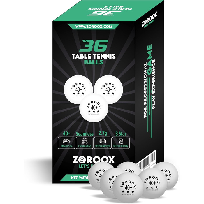 Набір тенісних м'ячів ZOROOX 36 шт. (40+) для гри в приміщенні та на вулиці