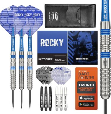 Дартс Target Josh Rock 80% вольфрам, 22/23/24 г, професійний набір з шафтами Pro Grip, крилами Pro Ultra та футляром