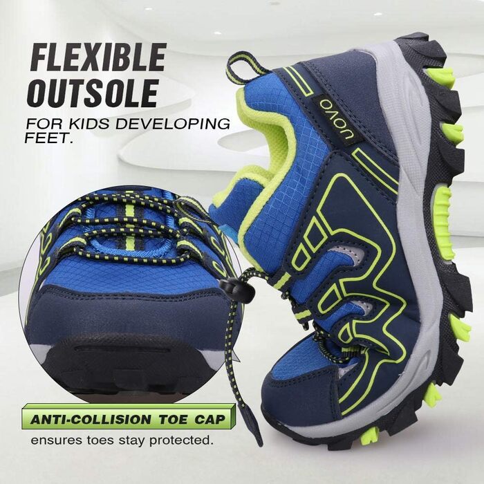 Дитячі кросівки UOVO для ходьби та трекінгу, водонепроникні, чорно-синьо-сірі, розмір 39EU