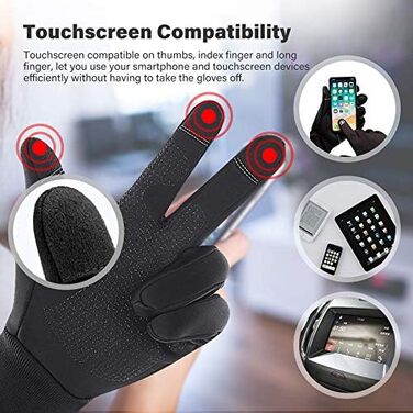 Зимові рукавички LERWAY з підтримкою сенсорного екрану, чорні, для чоловіків та жінок, неслизькі, вітронепроникні, для спорту, бігу, їзди, гірського велосипеда, скелелазіння, походів, водонепроникні