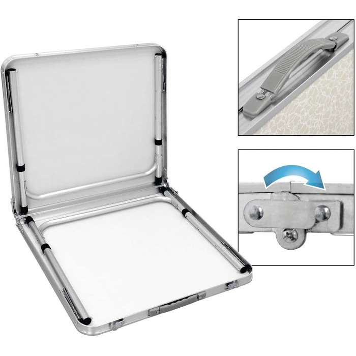 Складаний столик 60 см, портативний, для кемпінгу та пікніків, сад, на вулицю, регульована висота, алюмінієвий каркас, 60 x 45 x 25,9 см (Д x Ш x В)