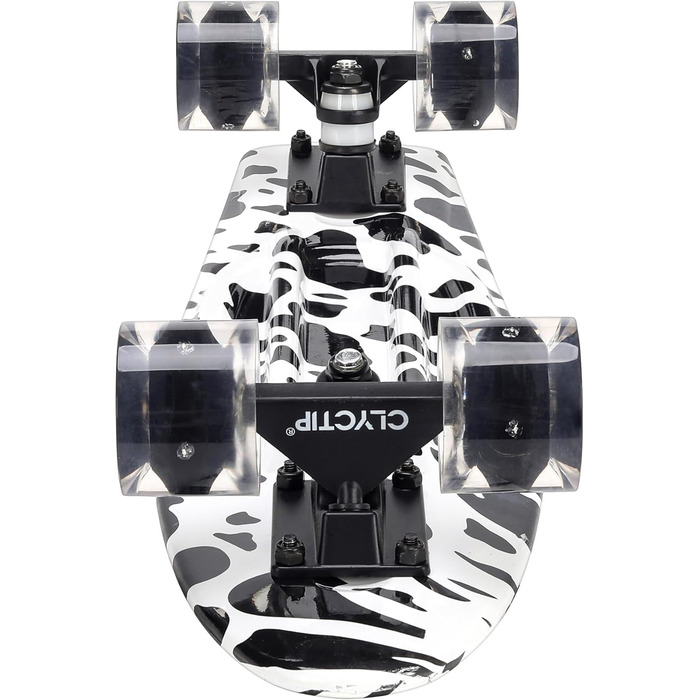 Скейтборд CLYCTIP Mini Cruiser 22 дюйми з підсвічуванням та ABEC-11 підшипниками для дітей та початківців, білий