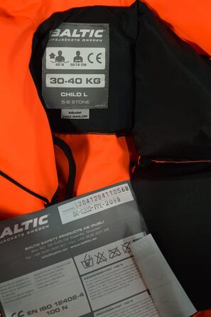 Дитячий рятувальний жилет Baltic Pro Sailor 100N, 30-40 кг, помаранчевий, модель 1284, пінний