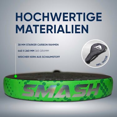 Ракетка для паделу Apollo Padelschläger 3K Carbon (унісекс, для початківців та професіоналів, зелений)