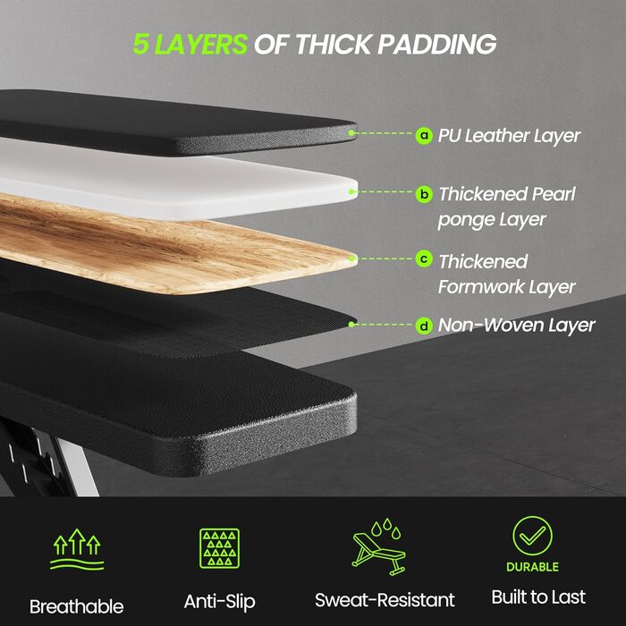 Регульована лава для тренажерів вдома, складана лава для фітнесу, тренування з гантелями, 272 кг нахил, лава з еластичними стрічками для силових тренувань